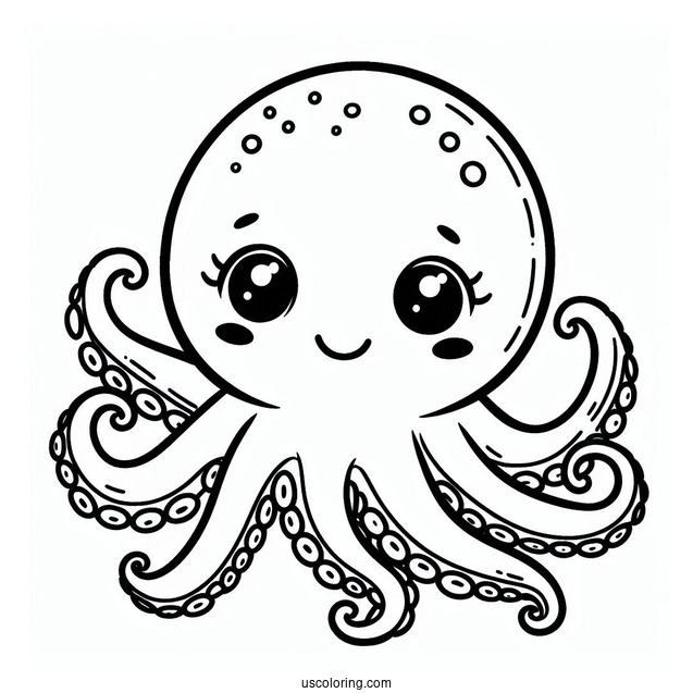 Cute Baby Octopus Coloring Page For Preschoolers