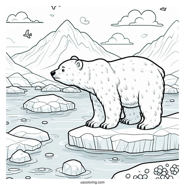Coloring Page Of Polar Bears On Ice