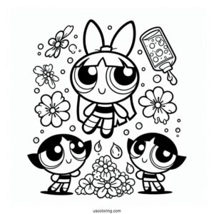 Bubbles, Blossom, And Buttercup With Professor Utonium