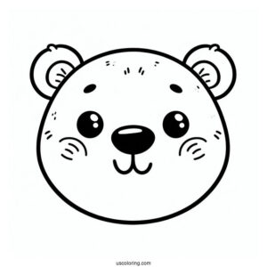 Coloring Sheet of Cartoon Polar Bear_s Face