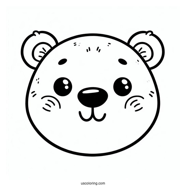Coloring Sheet of Cartoon Polar Bear_s Face
