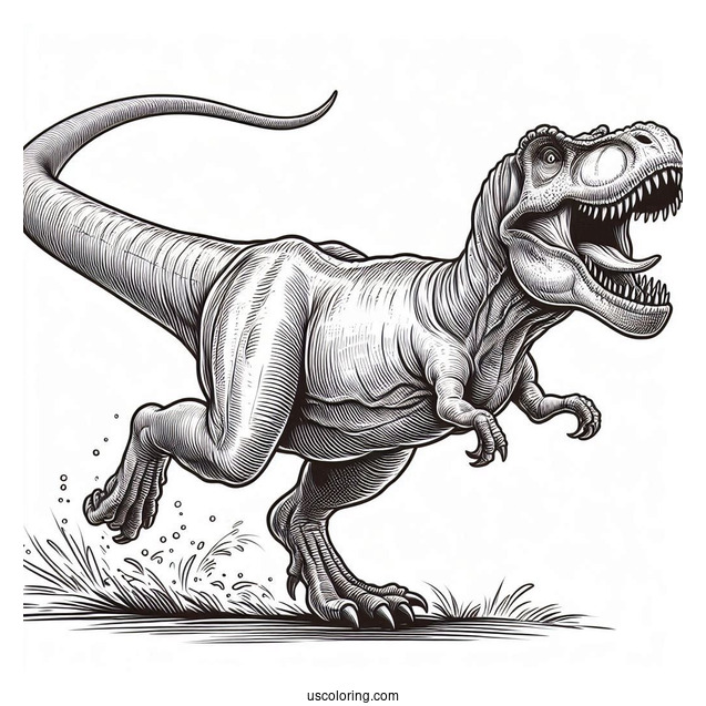 Tyrannosaurus Rex Running With Open Jaw To Color