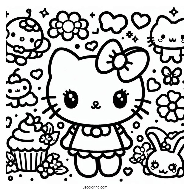 Full Page Sanrio Coloring Page Of All Characters