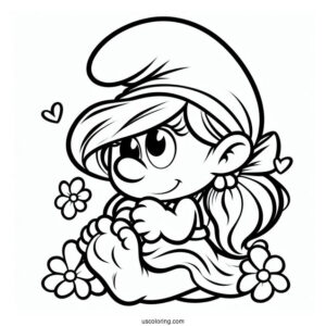 Coloring Sheet Of Cute Sassette Smurfling