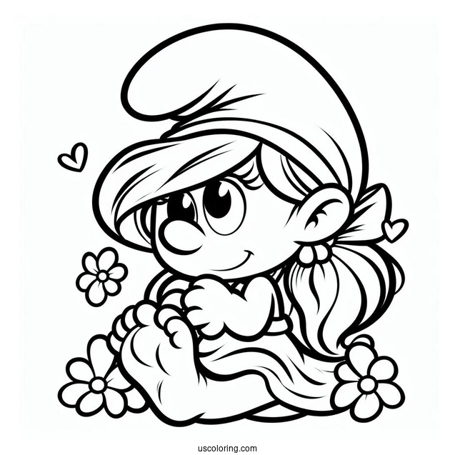 Coloring Sheet Of Cute Sassette Smurfling