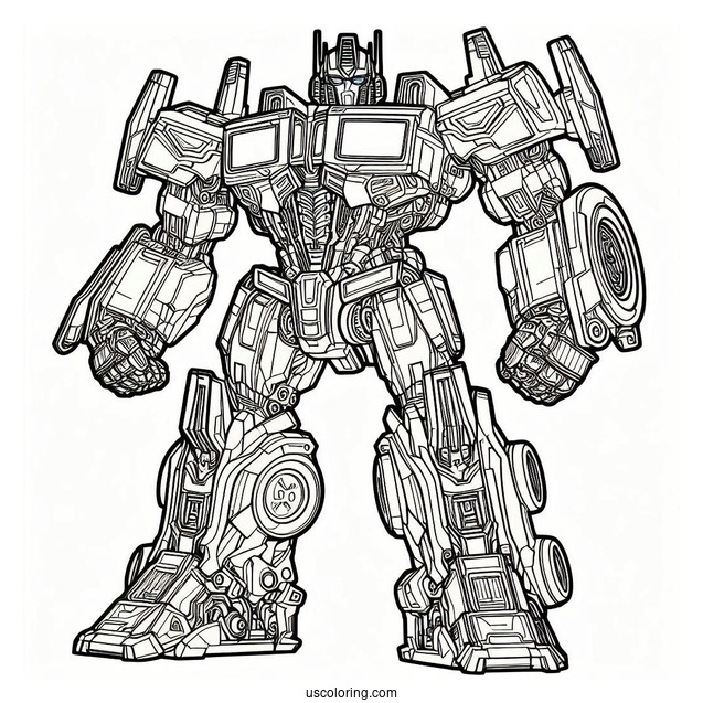 Intricate Outline Of Optimus Prime Coloring Page