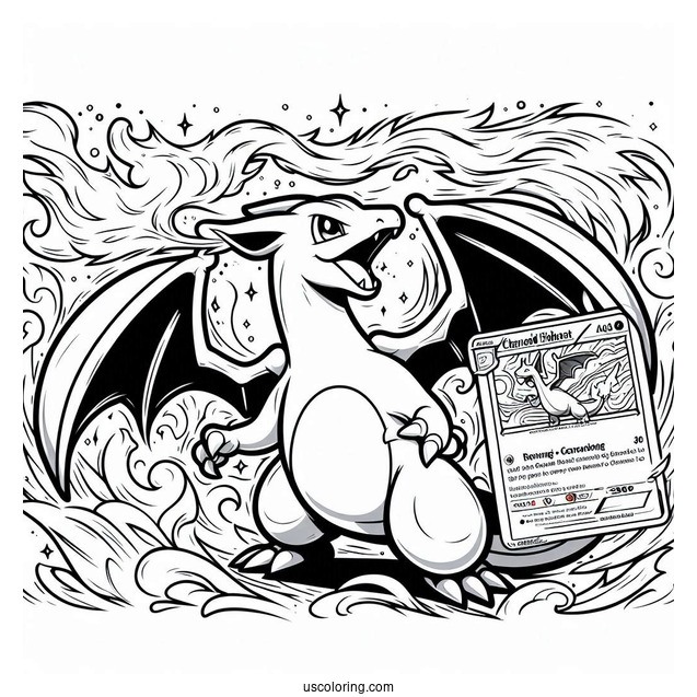 Charizard Fireblast Pokemon Card Coloring Page