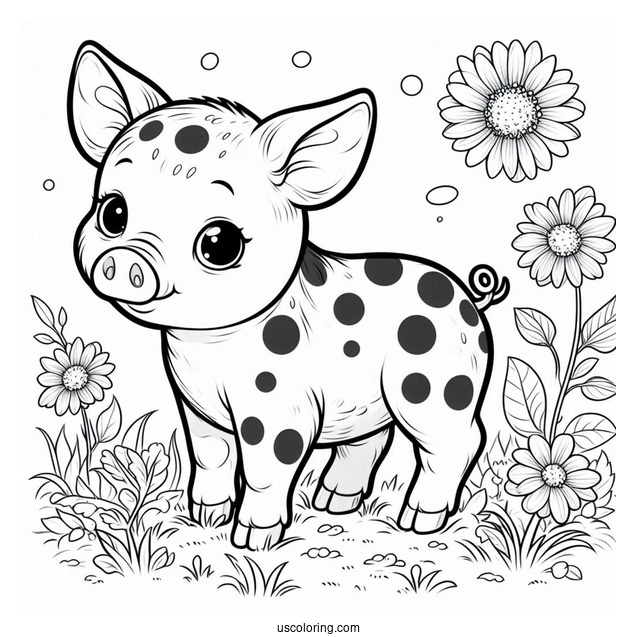 Baby Spotted Piglet In a Field