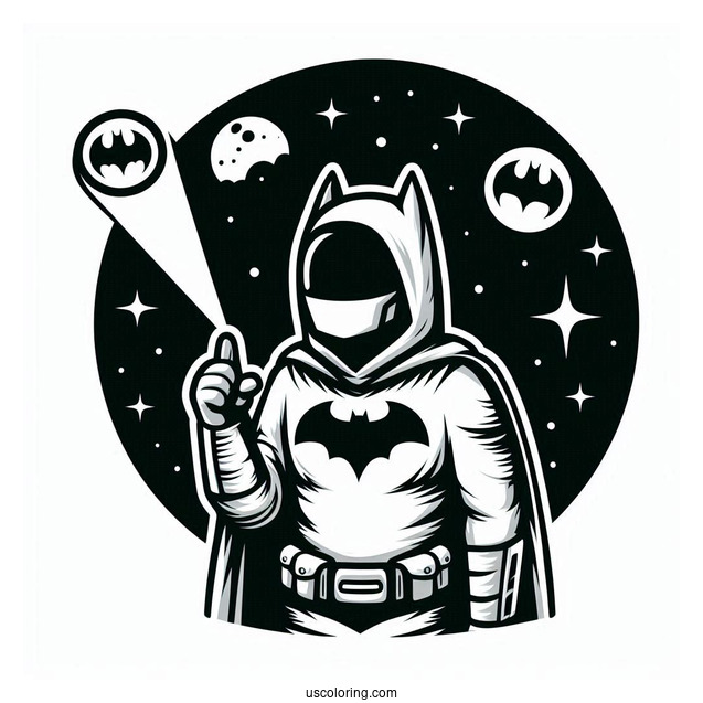 Among Us Batman With Bat Signal Coloring Sheet