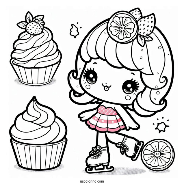 Strawberry Shortcake Coloring Page of Lemon Meringue Ice Skating