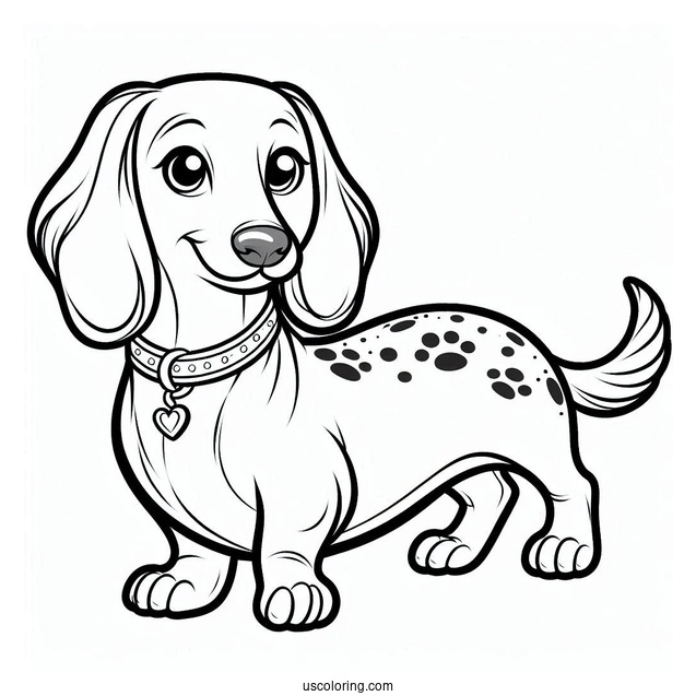 Cartoon Dachshund Coloring Page For Kids
