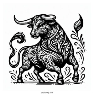 Spanish Bull Fighting Toro Coloring Page