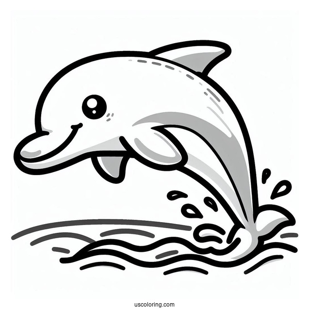 Cute Cartoon Dolphin Coloring For Kids
