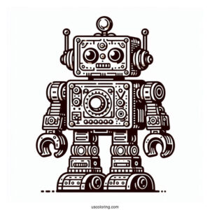 Vintage Lego Robot Coloring Picture