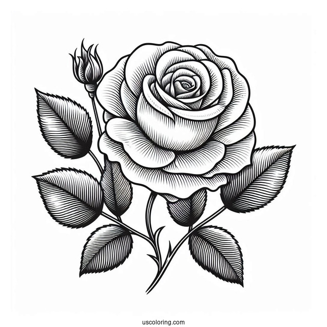 Flower Coloring Pages Of Realistic Rose