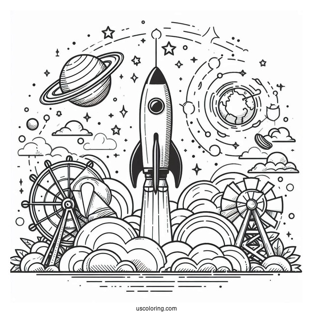 Discovery Rocket Launching To Color