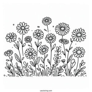 Flower Coloring Pages Of Field Of Daisies For Preschoolers