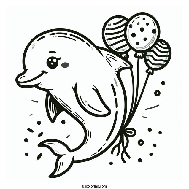 Dolphin Wearing Party Hard With Balloons