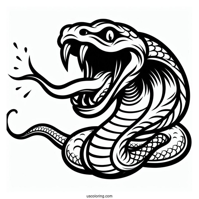 Fierce Looking Snake With Fangs And Tongue Out