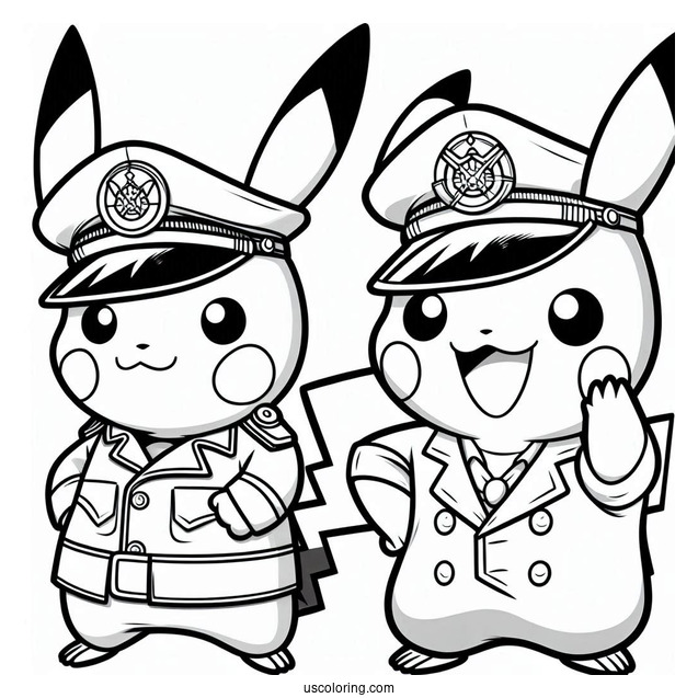 Captain Pikachu Coloring Page