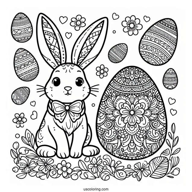 Easter Bunny Coloring Page Inside Easter Egg Mandala