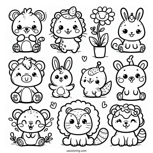 Cute Smiling Critters Coloring Page Characters For Preschoolers