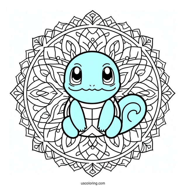 Squirtle Mandala Coloring Sheet For Kids