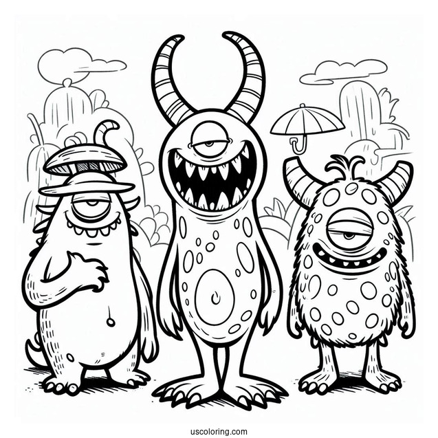 Nickelodeon Coloring Page Of Aaahh!!! Real Monsters Krumm, Ickis, And Oblina