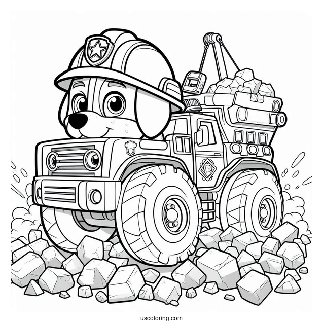 Easy Coloring Page Of Rubble From Paw Patrol