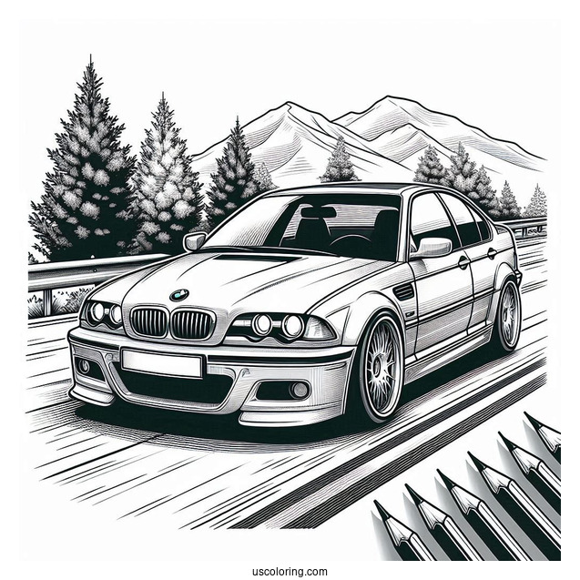 BMW Coloring Page E46 M3 On The Road