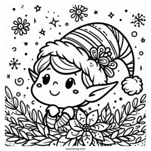 Coloring Page Of An Elf Hat