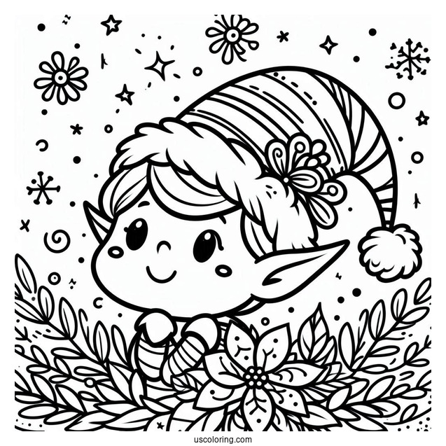 Coloring Page Of An Elf Hat