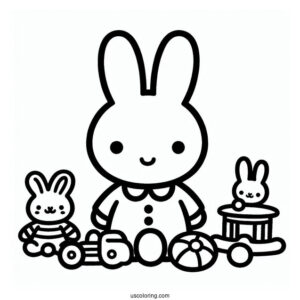 Simple Miffy Coloring Page With Toys For Preschoolers