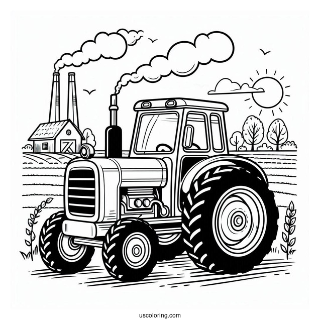 Farm Tractor To Color