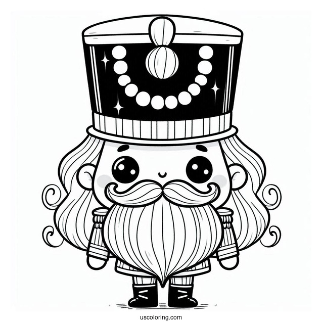 Chibi Nutcracker Coloring Page With A Large Hat And Long Beard For Preschoolers