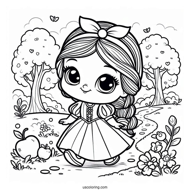 Stitch Walking With Snow White Coloring Pages In The Garden