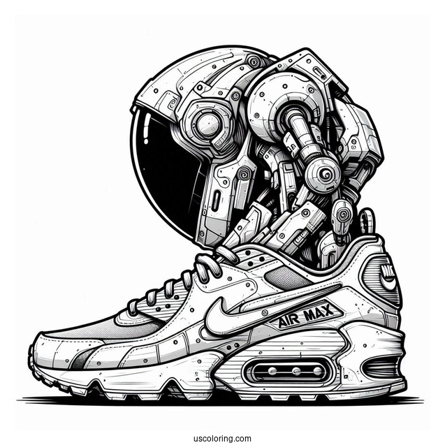 Nike Coloring Page Of Air Max Robot For Kids