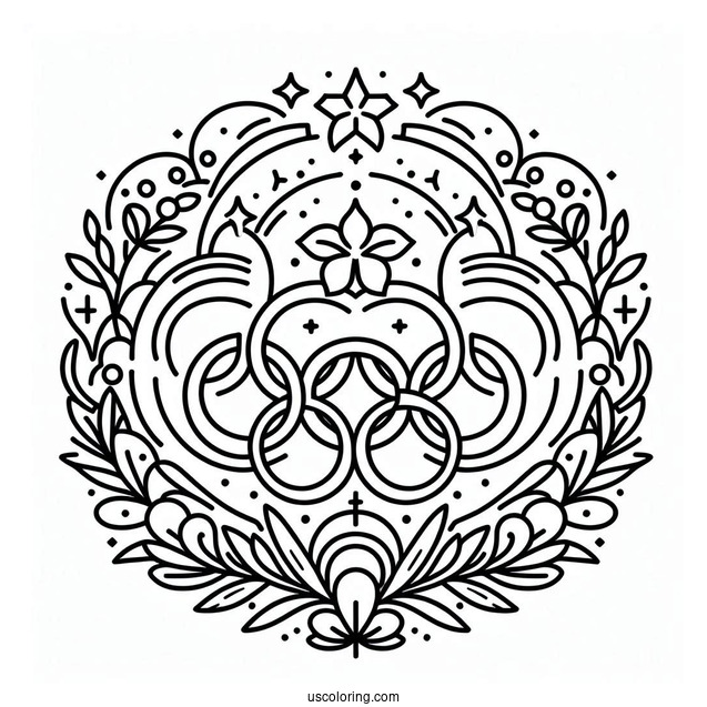 Simple Olympics Coloring Page Logo For Kids