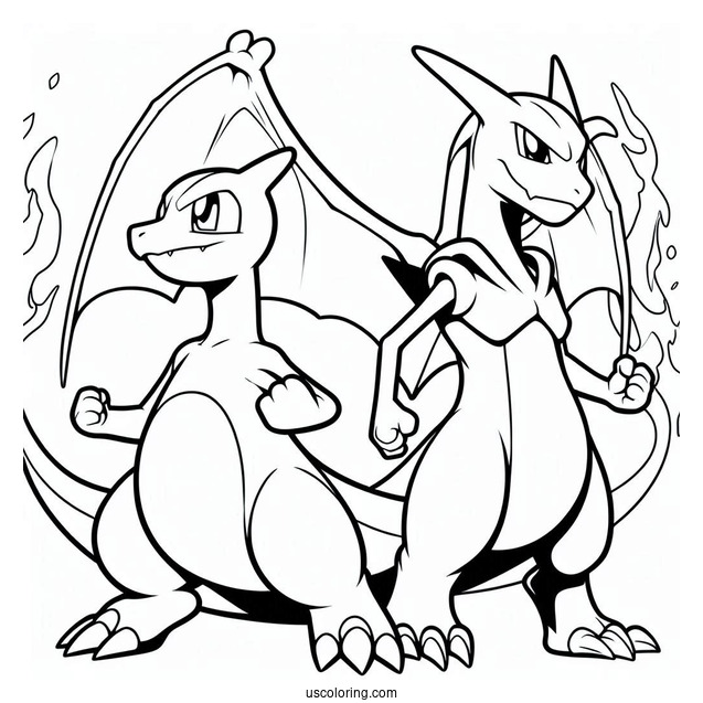 Charizard And Mewtwo Coloring Page