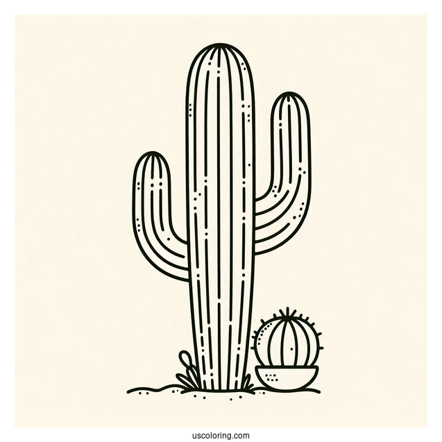 Simple Outline Of a Saguaro Cactus To Color