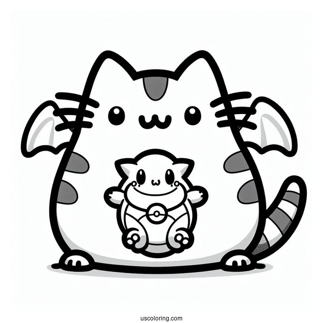 Pusheen Charizard Pokemon Coloring Sheet