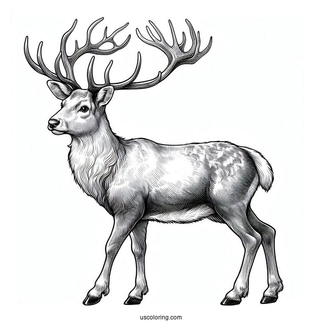 Realistic Looking Reindeer To Color