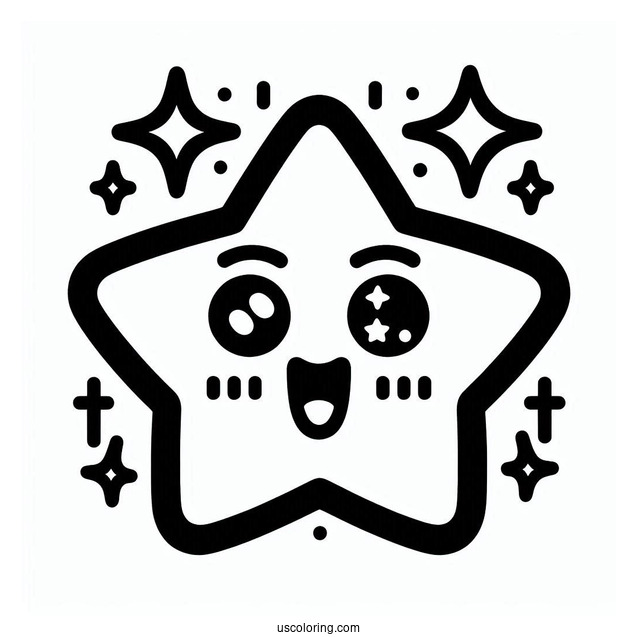Star Struck Emoji Coloring Page