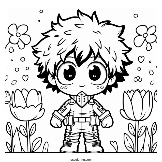 Cute Baby Izuku Midoriya Deku Coloring Page For Preschoolers