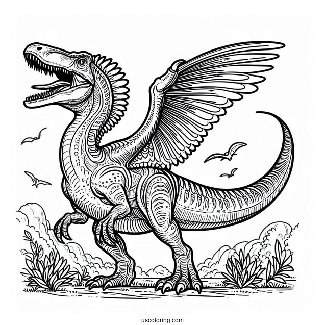 Mega Spinosaurus Coloring Page Outline