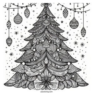 Christmas Tree Zentangle To Color