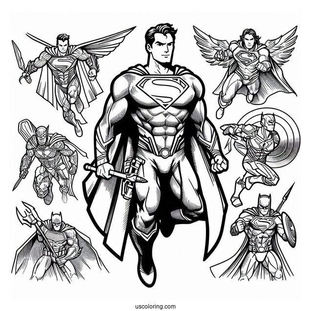 Superman With The Justice League Coloring