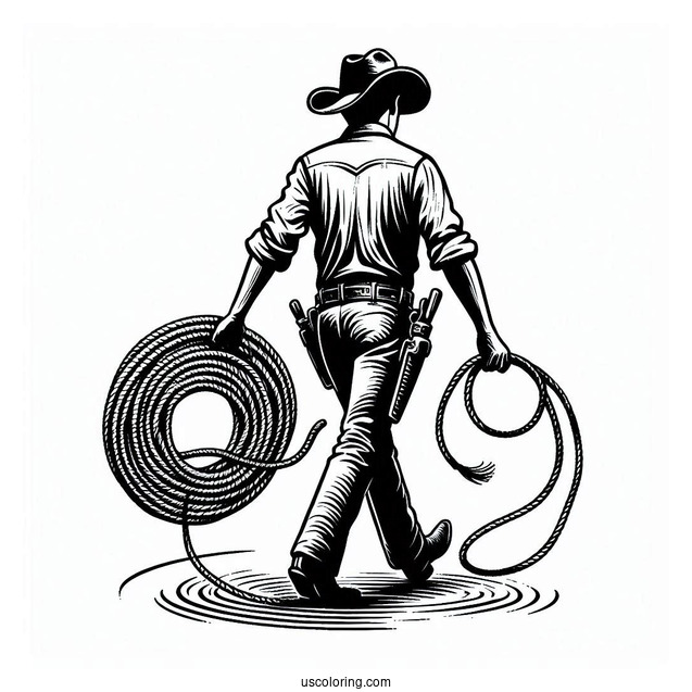 Cowboy Coloring Page With Lasso