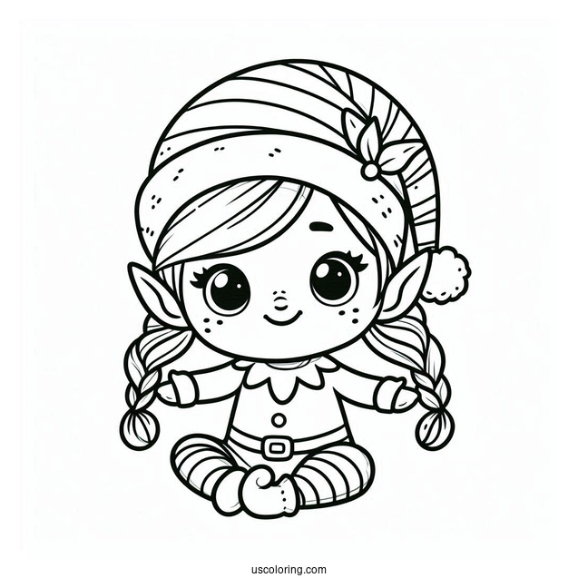 Easy To Color Elf For Toddlers