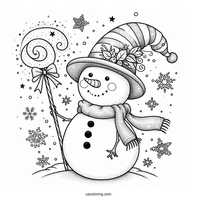 Magical Looking Young Snowman To Color